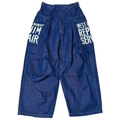 Kapital 11.5oz Denim Jumbo Monkey Pants (Factory Repaired & Embroidered)