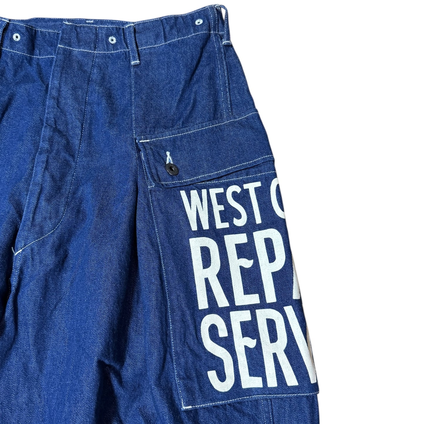 Kapital 11.5oz Denim Jumbo Monkey Pants (Factory Repaired & Embroidered)