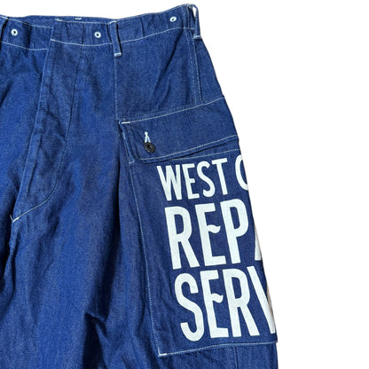 Kapital 11.5oz Denim Jumbo Monkey Pants (Factory Repaired & Embroidered)