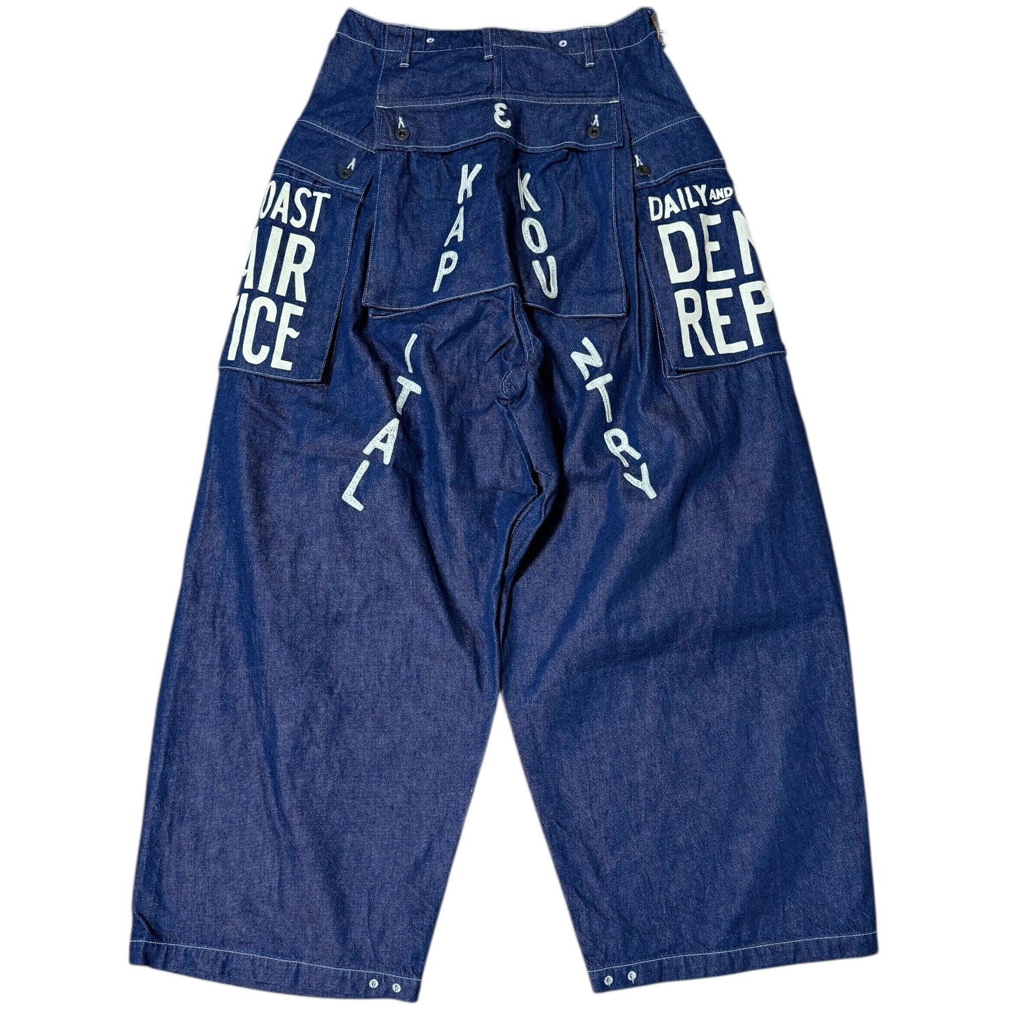 Kapital 11.5oz Denim Jumbo Monkey Pants (Factory Repaired & Embroidered)