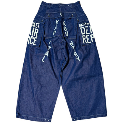 Kapital 11.5oz Denim Jumbo Monkey Pants (Factory Repaired & Embroidered)