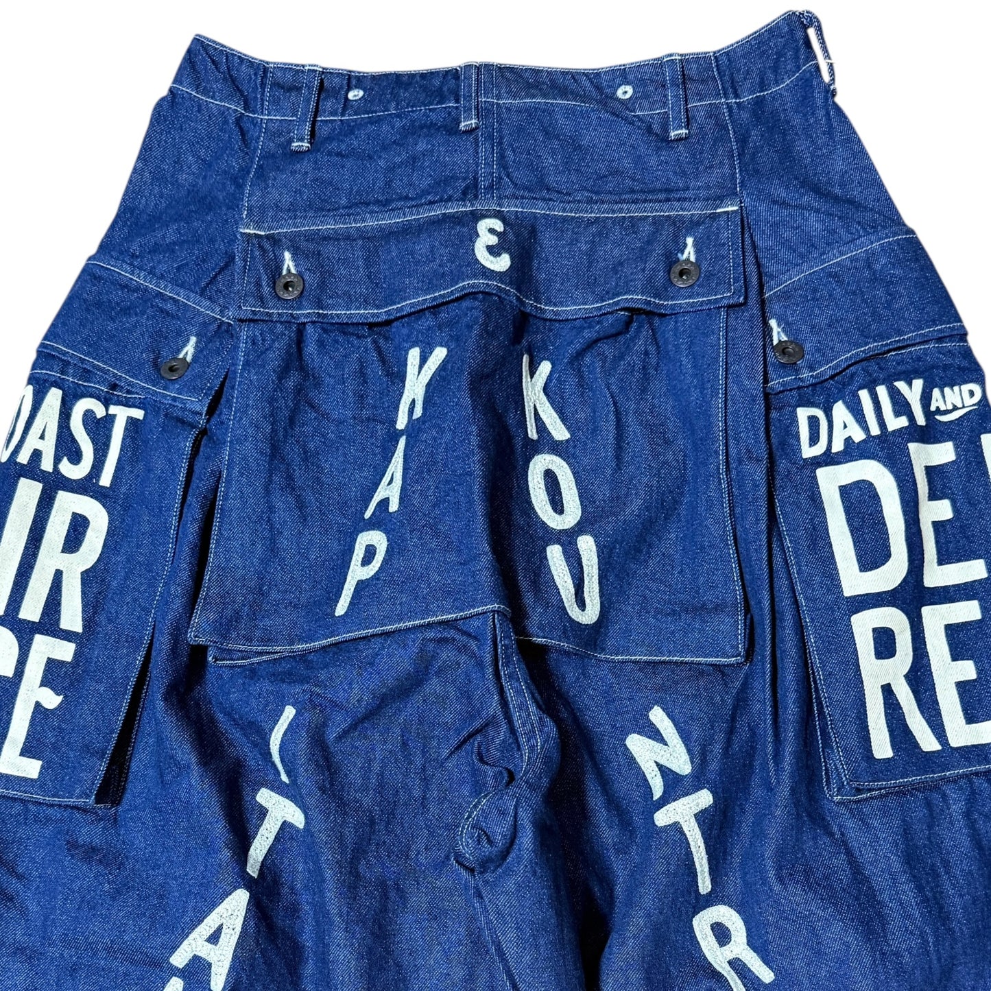 Kapital 11.5oz Denim Jumbo Monkey Pants (Factory Repaired & Embroidered)