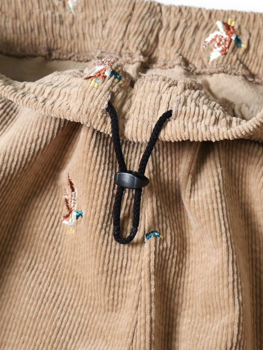 Kapital 11-Wale Stretch Corduroy Duck Embroidery Track Pants (Banner Stripe)