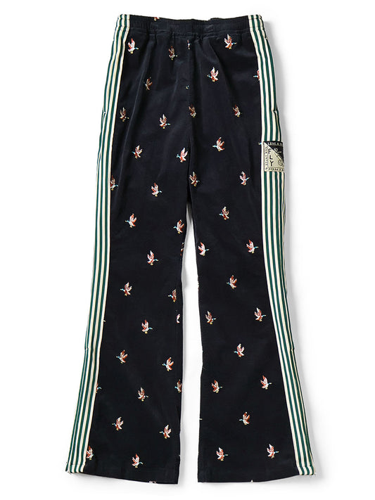 Kapital 11-Wale Stretch Corduroy Duck Embroidery Track Pants (Banner Stripe)