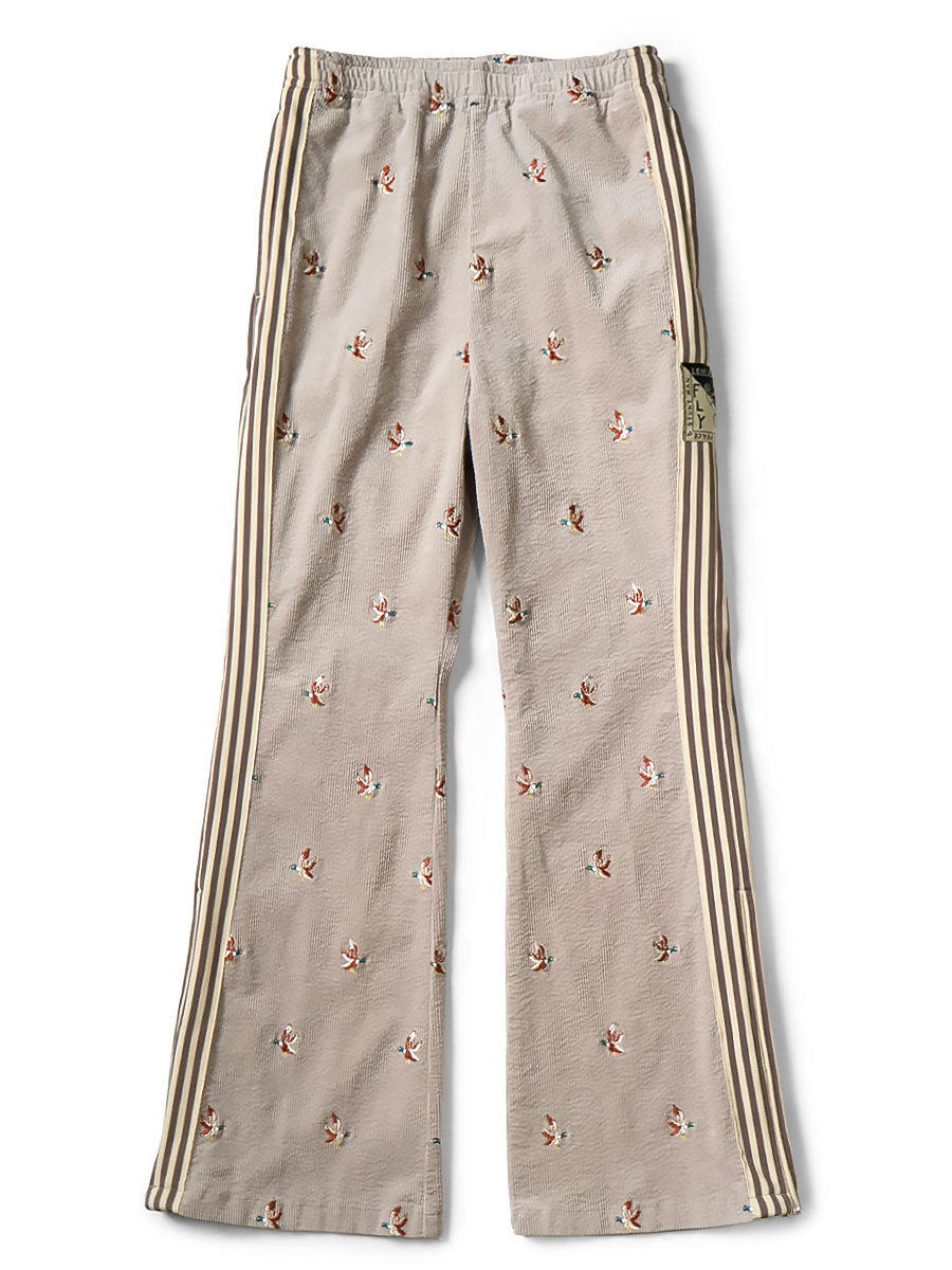 Kapital 11-Wale Stretch Corduroy Duck Embroidery Track Pants (Banner Stripe)