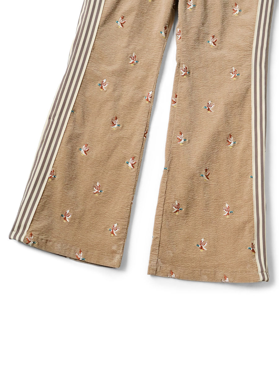 Kapital 11-Wale Stretch Corduroy Duck Embroidery Track Pants (Banner Stripe)