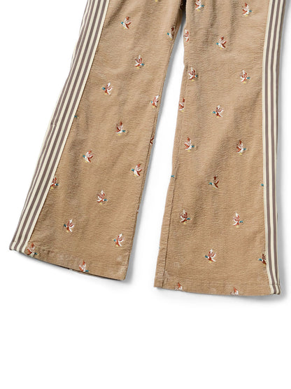 Kapital 11-Wale Stretch Corduroy Duck Embroidery Track Pants (Banner Stripe)