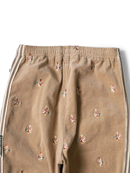 Kapital 11-Wale Stretch Corduroy Duck Embroidery Track Pants (Banner Stripe)