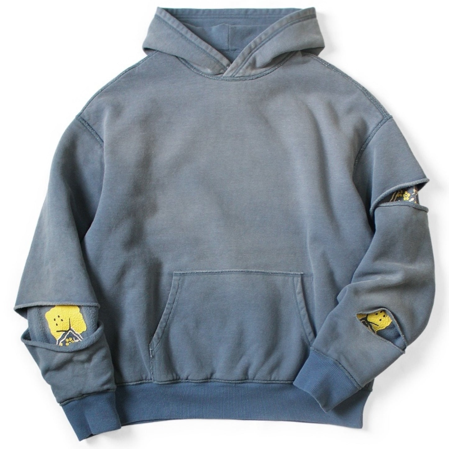 Kapital Reversible Fleece Elbow Rip Hoodie Peckish Rainbowy Print