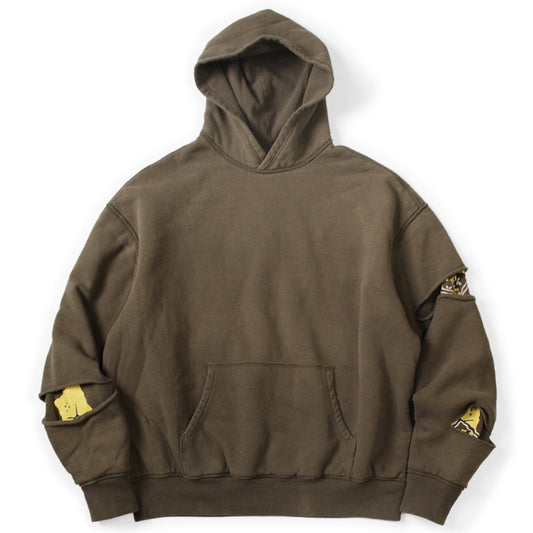 Kapital Reversible Fleece Elbow Rip Hoodie Peckish Rainbowy Print