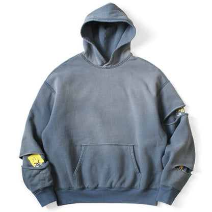 Kapital Reversible Fleece Elbow Rip Hoodie Peckish Rainbowy Print