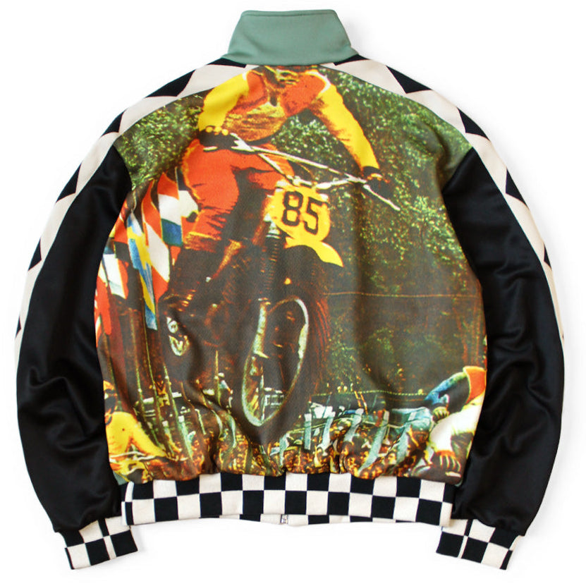Kapital Smooth Jersey Cafe Racer Truck Track Jacket (Motocross Photo Print)
