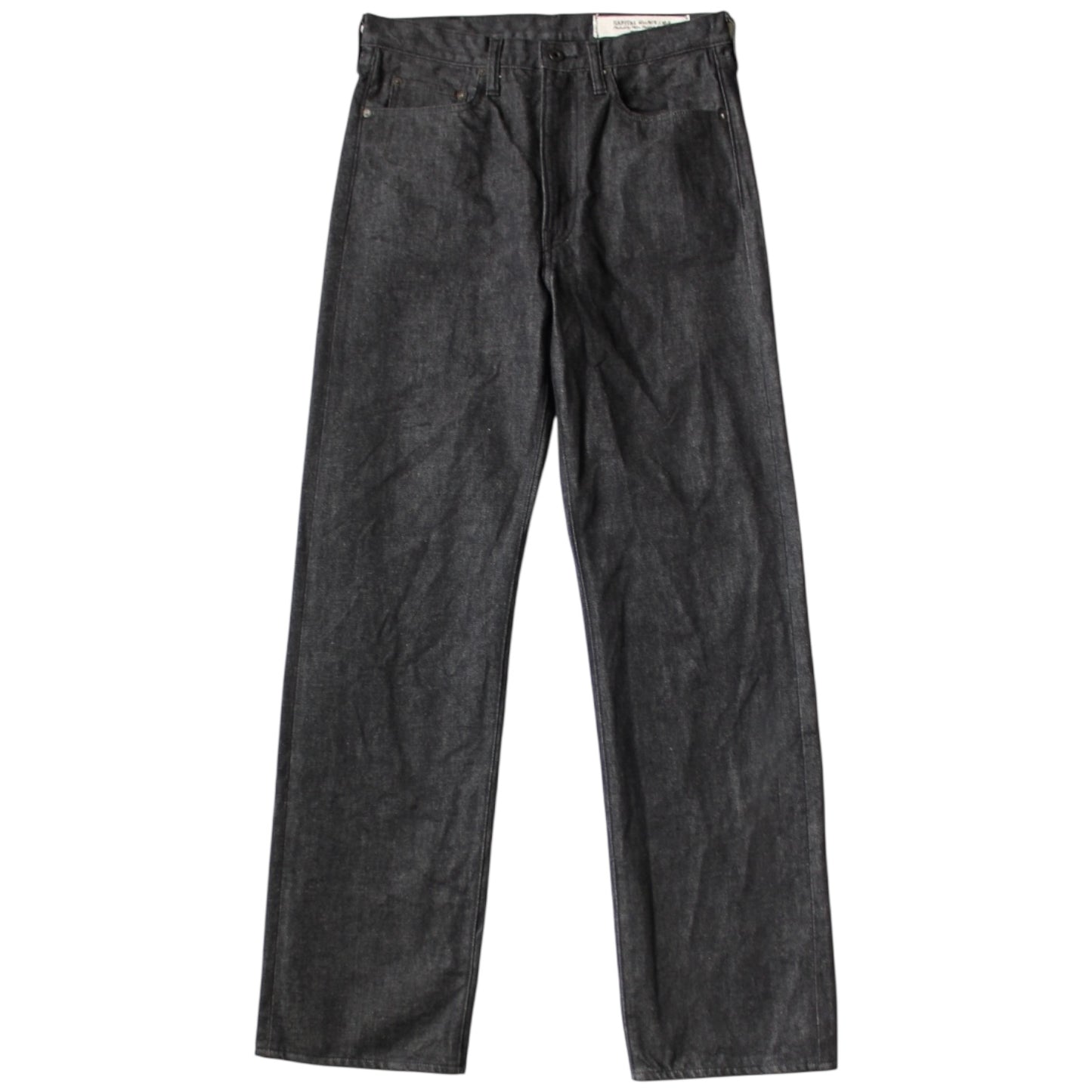 Kapital 14oz Black Denim 5P Wide Leg Monkey TH (Zip Fly)
