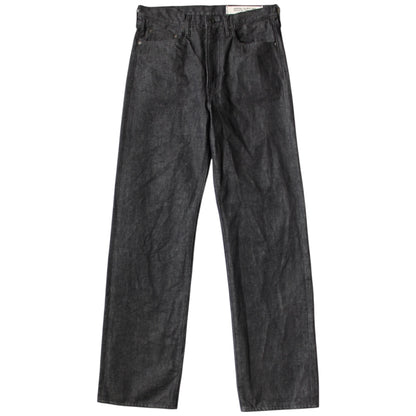 Kapital 14oz Black Denim 5P Wide Leg Monkey TH (Zip Fly)