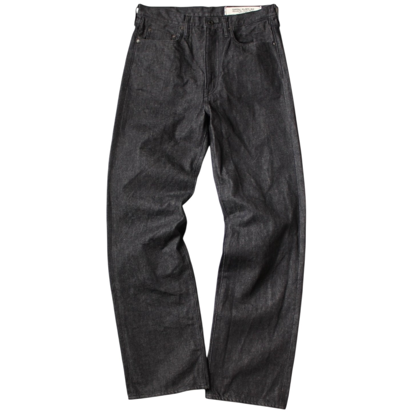 Kapital 14oz Black Denim 5P Wide Leg Monkey TH (Zip Fly)