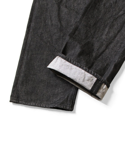 Kapital 14oz Black Denim 5P Wide Leg Monkey TH (Zip Fly)