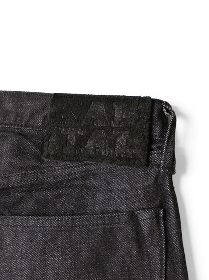 Kapital 14oz Black Denim 5P Wide Leg Monkey TH (Zip Fly)