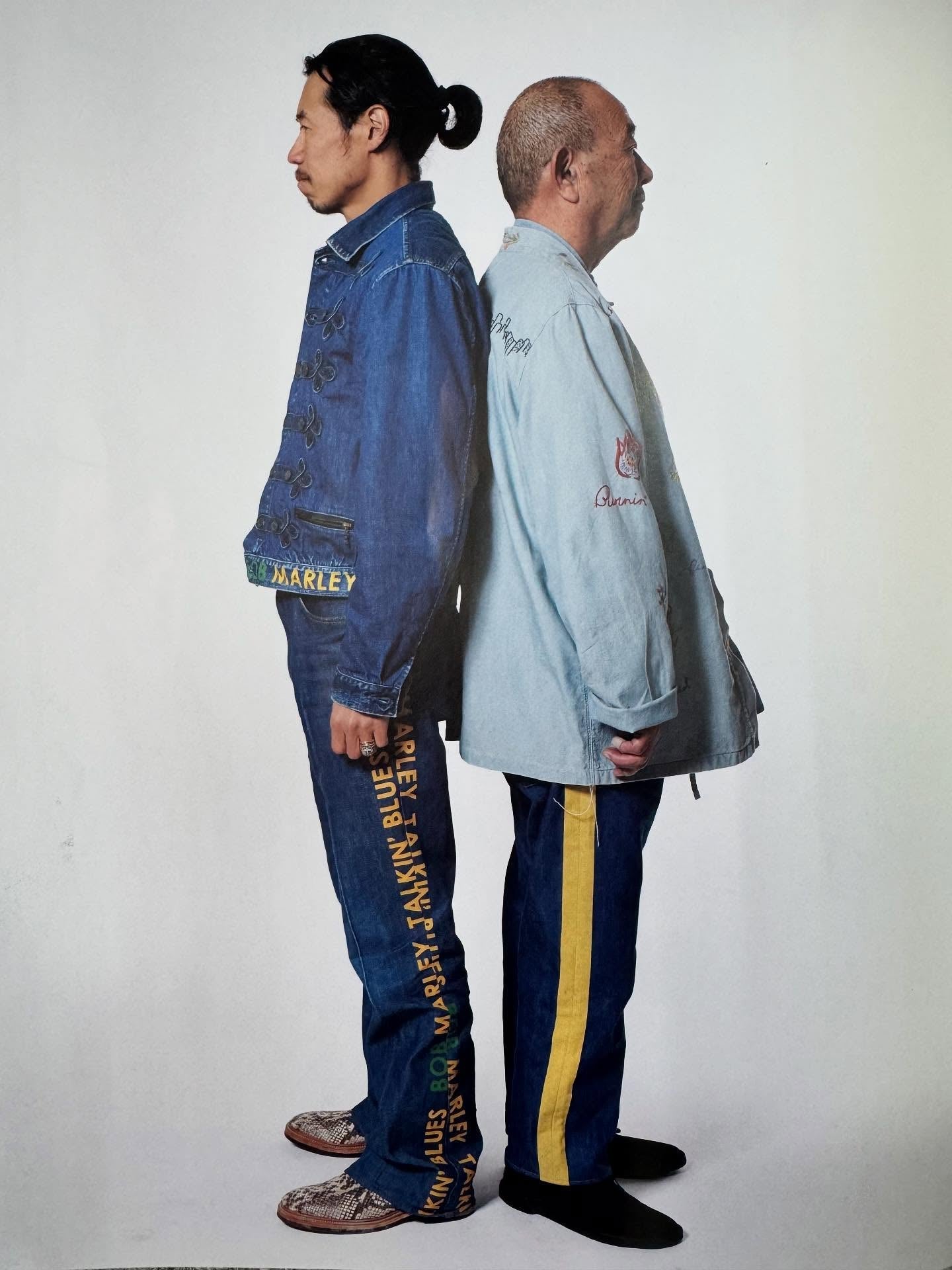 Kapital 14oz Raw Denim Marley Talking Blues Selvedge 5P Pants (With Paulownia Wooden Box)