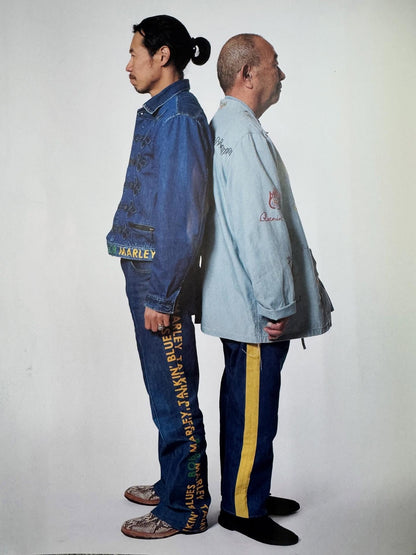 Kapital 14oz Raw Denim Marley Talking Blues Selvedge 5P Pants (With Paulownia Wooden Box)