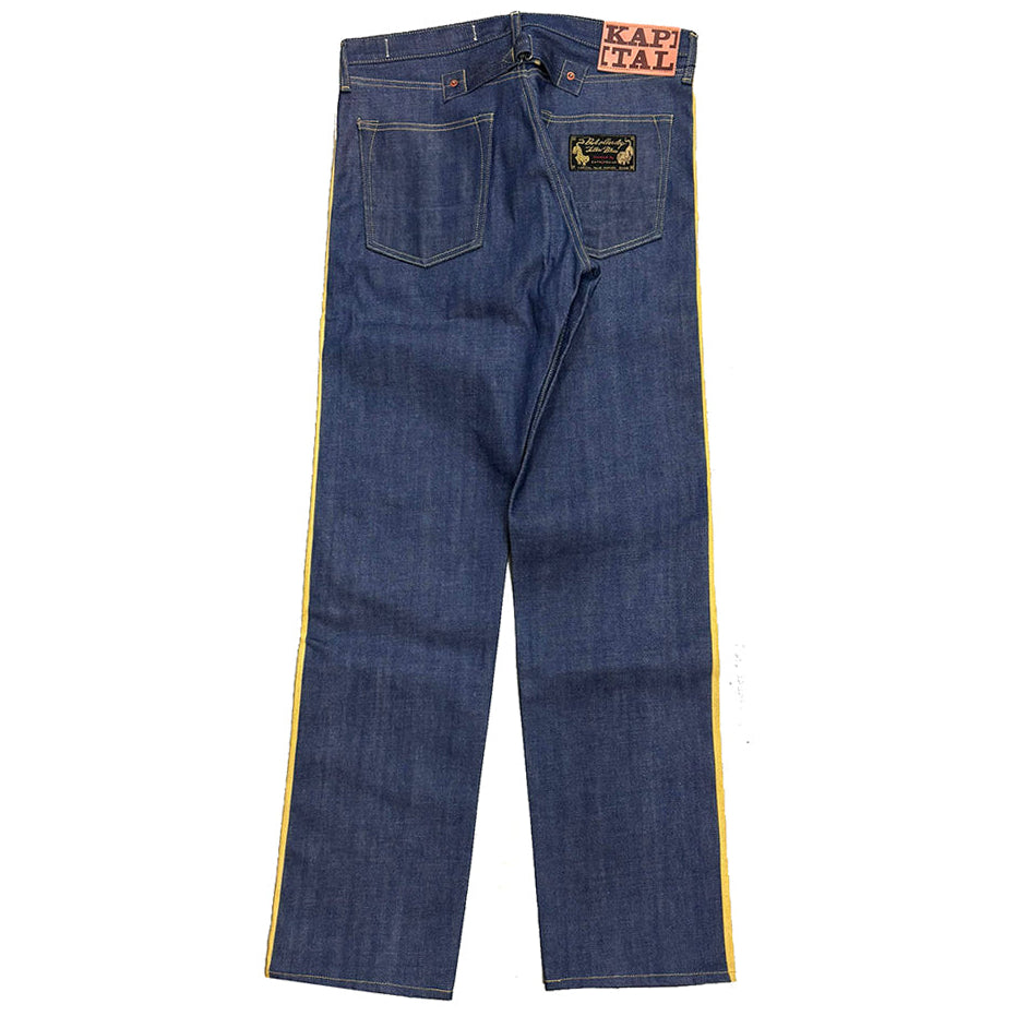 Kapital 14oz Raw Denim Marley Talking Blues Selvedge 5P Pants (With Paulownia Wooden Box)
