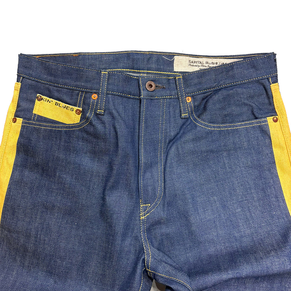 Kapital 14oz Raw Denim Marley Talking Blues Selvedge 5P Pants (With Paulownia Wooden Box)