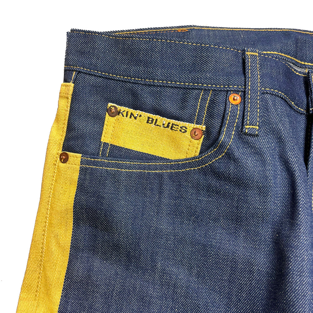 Kapital 14oz Raw Denim Marley Talking Blues Selvedge 5P Pants (With Paulownia Wooden Box)