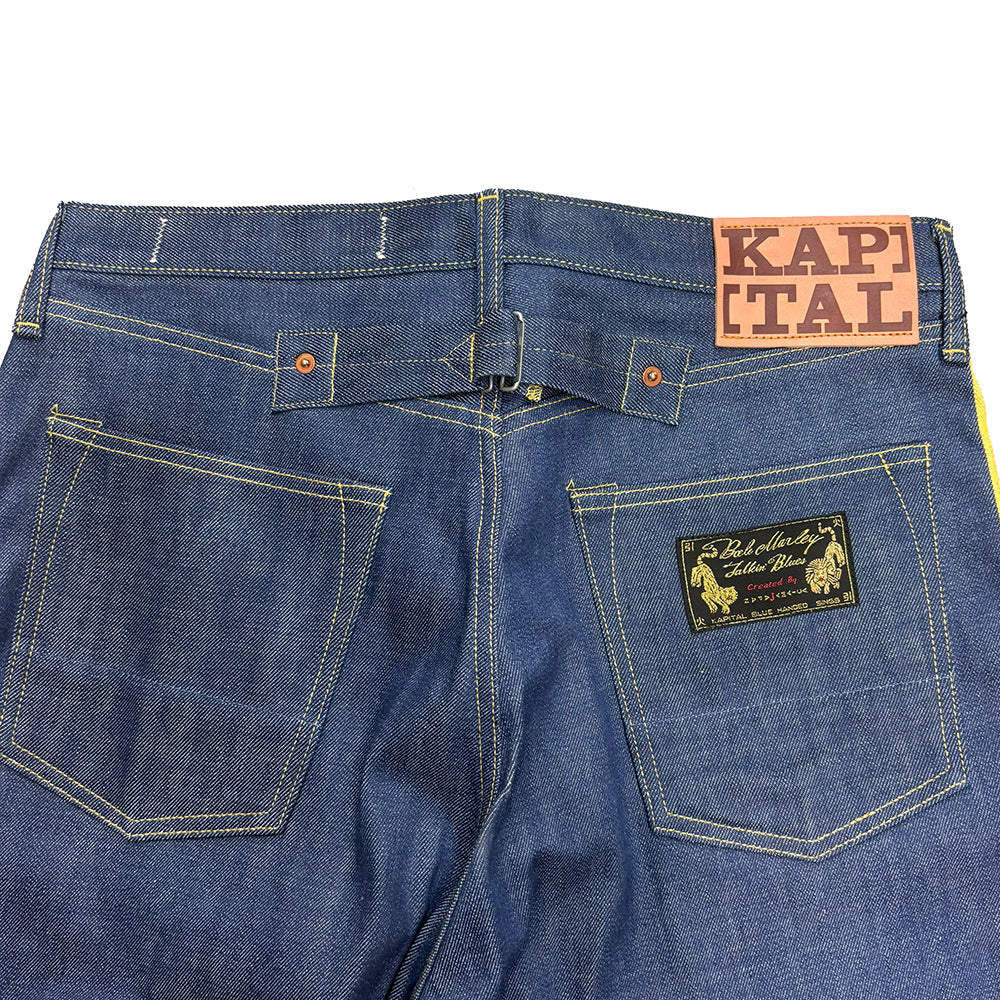 Kapital 14oz Raw Denim Marley Talking Blues Selvedge 5P Pants (With Paulownia Wooden Box)