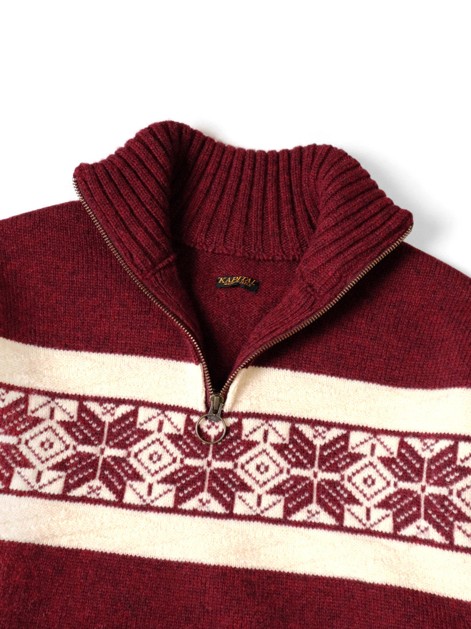 Kapital 5G Wool Snow Pattern Half Zip Sweater