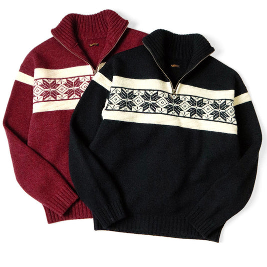 Kapital 5G Wool Snow Pattern Half Zip Sweater