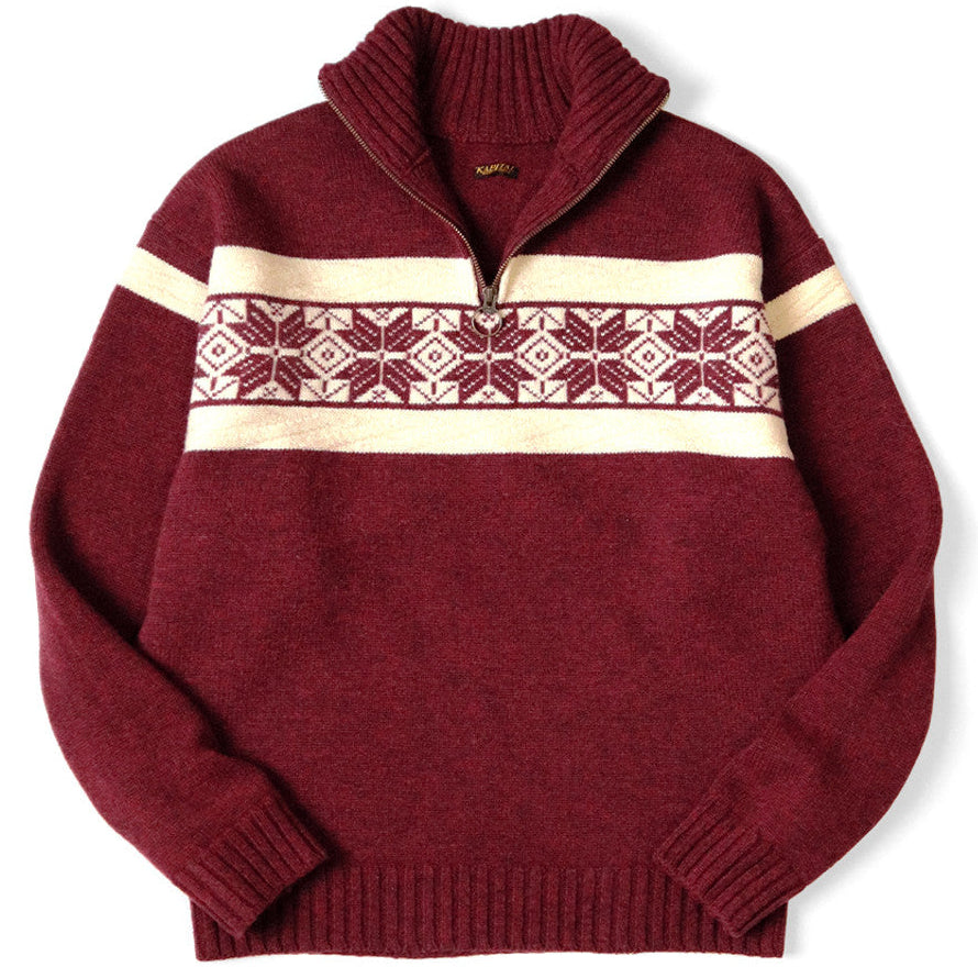 Kapital 5G Wool Snow Pattern Half Zip Sweater