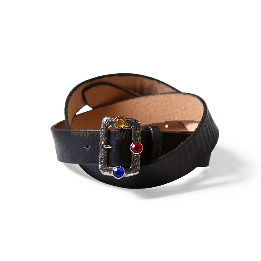 Kapital Oiled Leather Studded Disco Buckle Belt