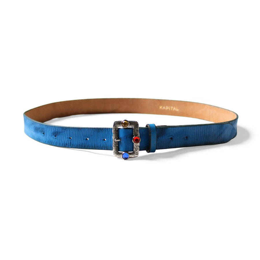 Kapital Oiled Leather Studded Disco Buckle Belt