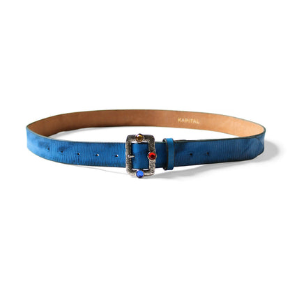 Kapital Oiled Leather Studded Disco Buckle Belt