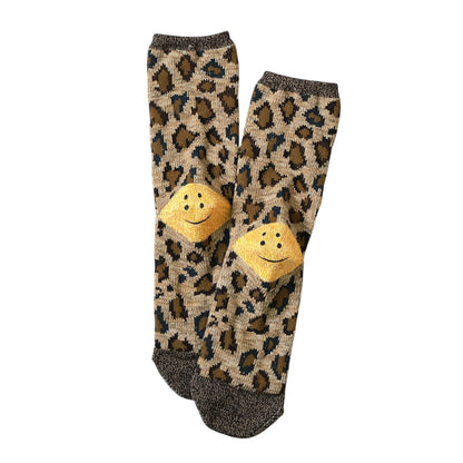Kapital 84 Rainbowy Happy Heel Leopard Print Socks
