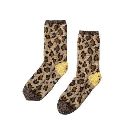 Kapital 84 Rainbowy Happy Heel Leopard Print Socks