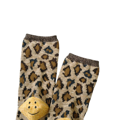 Kapital 84 Rainbowy Happy Heel Leopard Print Socks