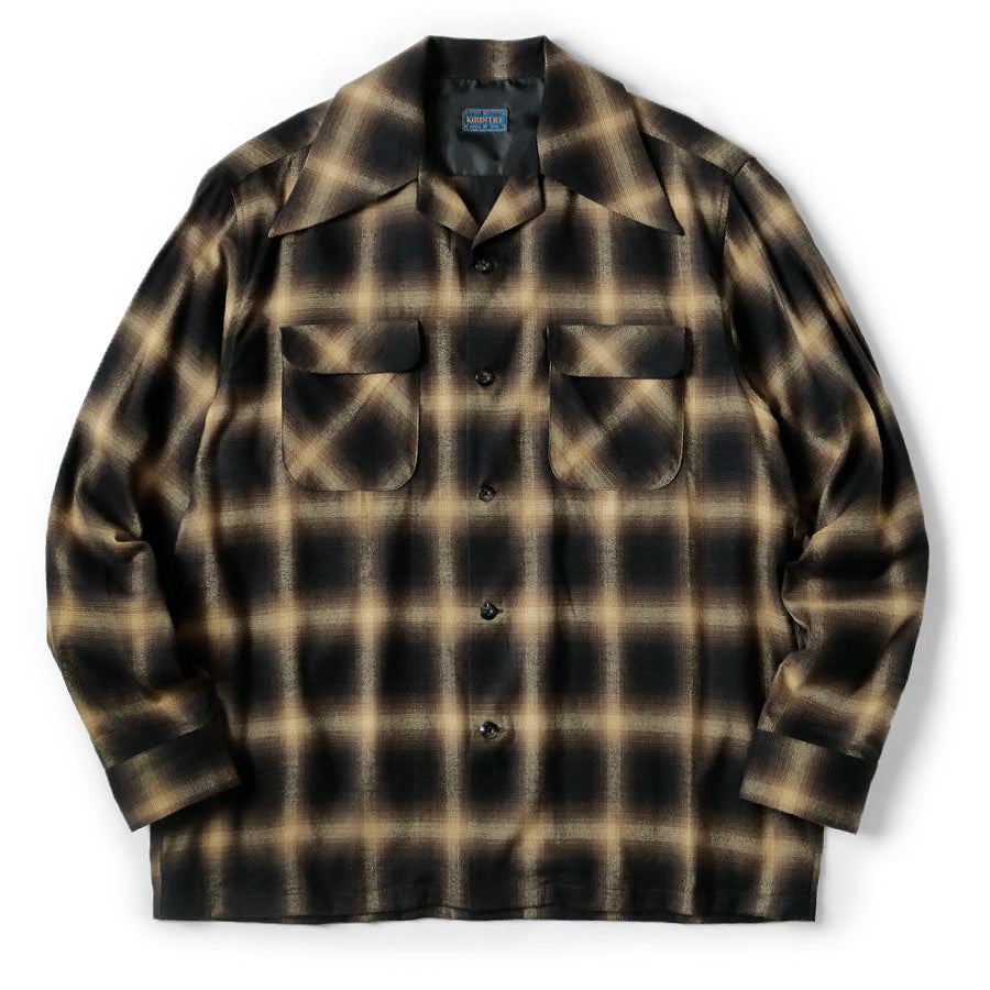 Kapital Cotton Rayon Shadow Check Wrangle Collar Board Shirt