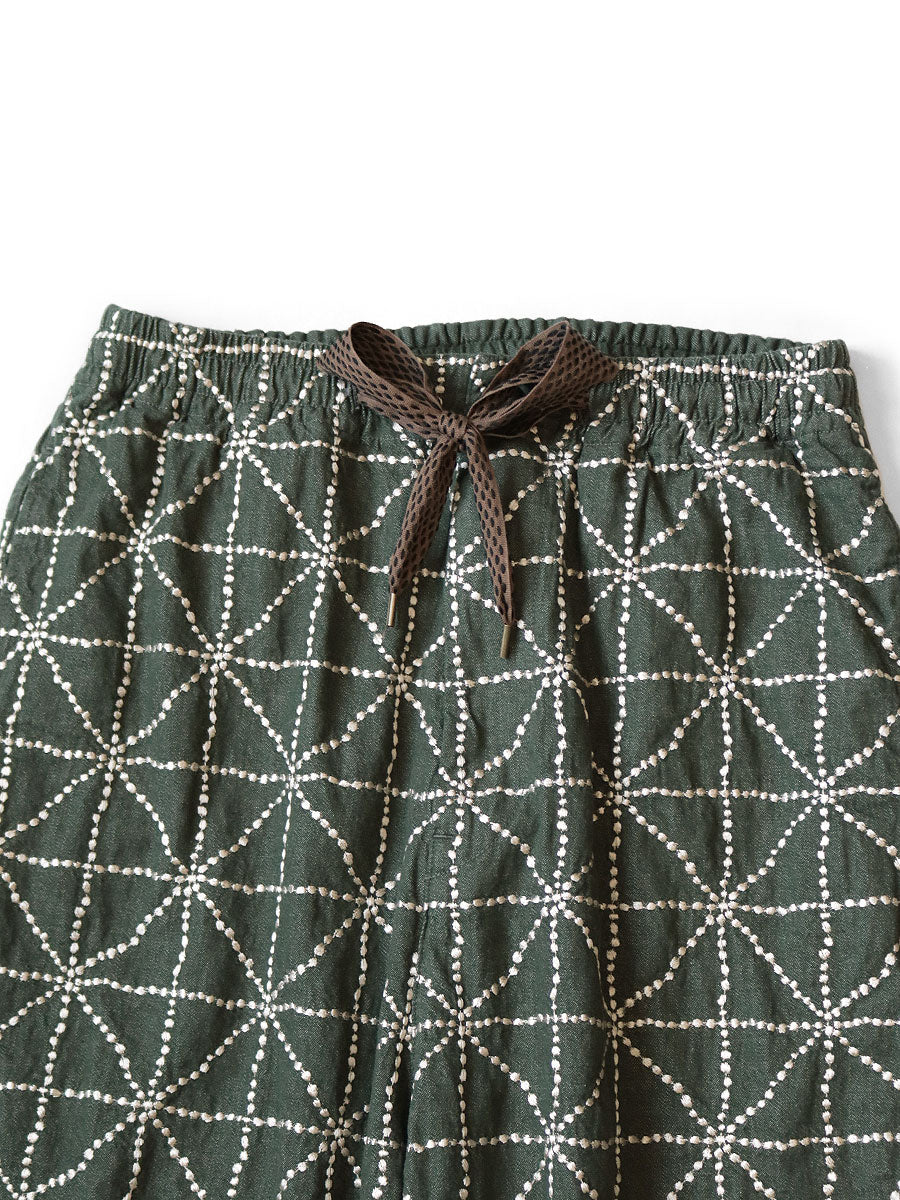 Kapital 8oz Color Denim Folk-Dojo Embroidery Easy Baggy Pants