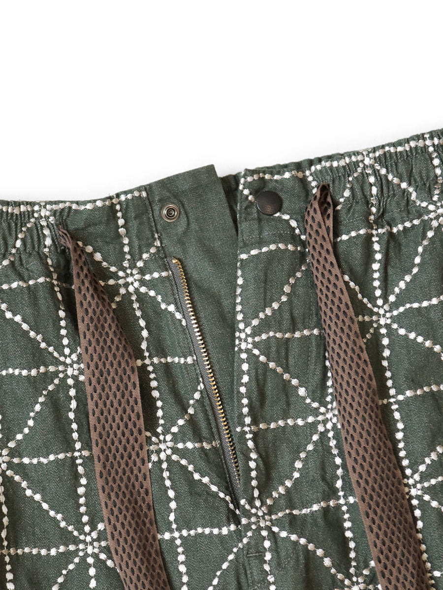 Kapital 8oz Color Denim Folk-Dojo Embroidery Easy Baggy Pants