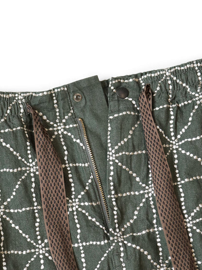 Kapital 8oz Color Denim Folk-Dojo Embroidery Easy Baggy Pants