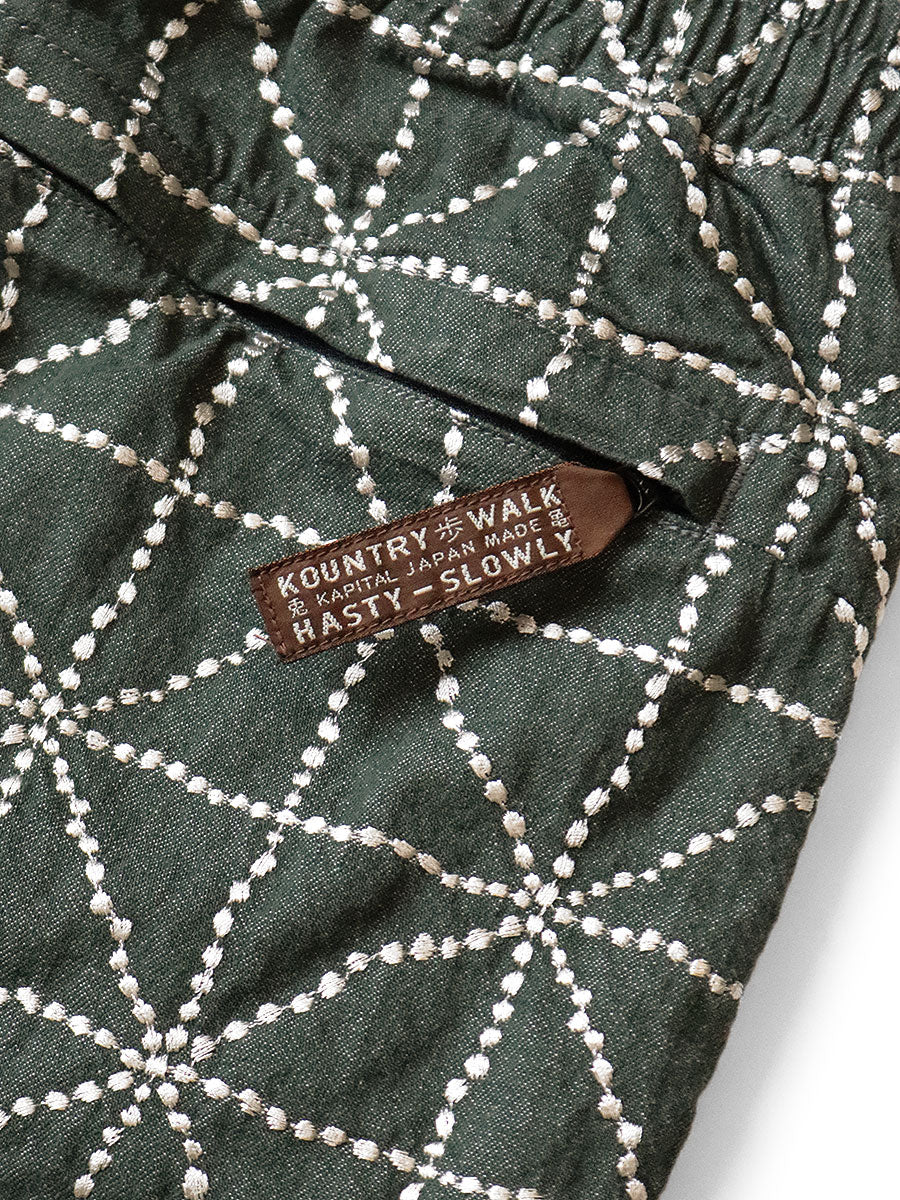 Kapital 8oz Color Denim Folk-Dojo Embroidery Easy Baggy Pants