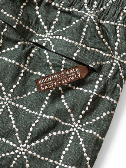 Kapital 8oz Color Denim Folk-Dojo Embroidery Easy Baggy Pants