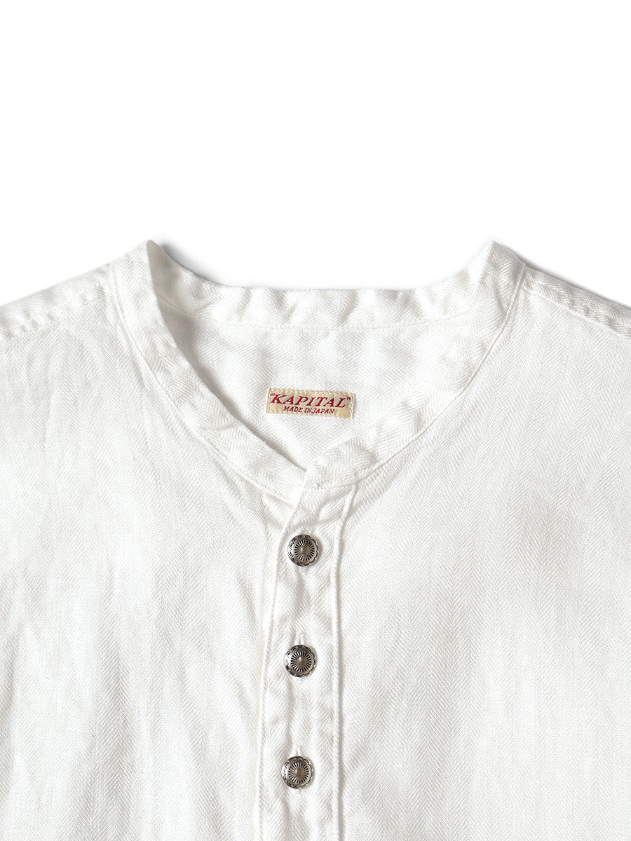 Kapital Gauze Linen Herringbone Stand Penny Shirt