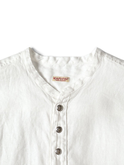 Kapital Gauze Linen Herringbone Stand Penny Shirt