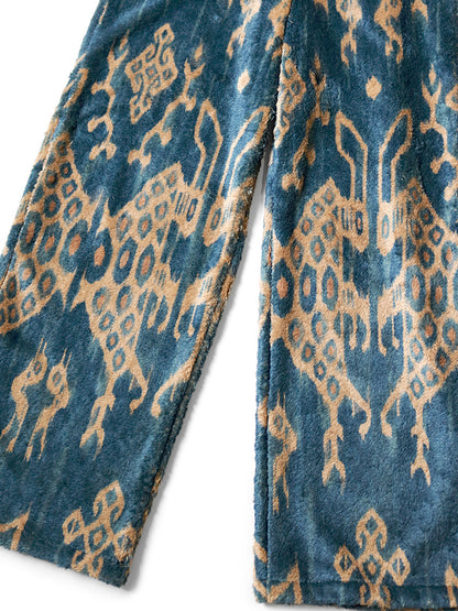 Kapital Java Kasuri Pattern Fleece Easy Straight Pants