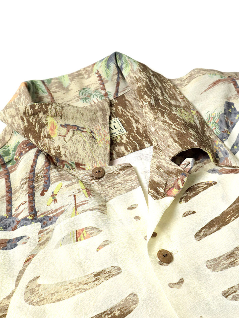 Kapital Rayon Kamehameha Bone Print Aloha Shirt