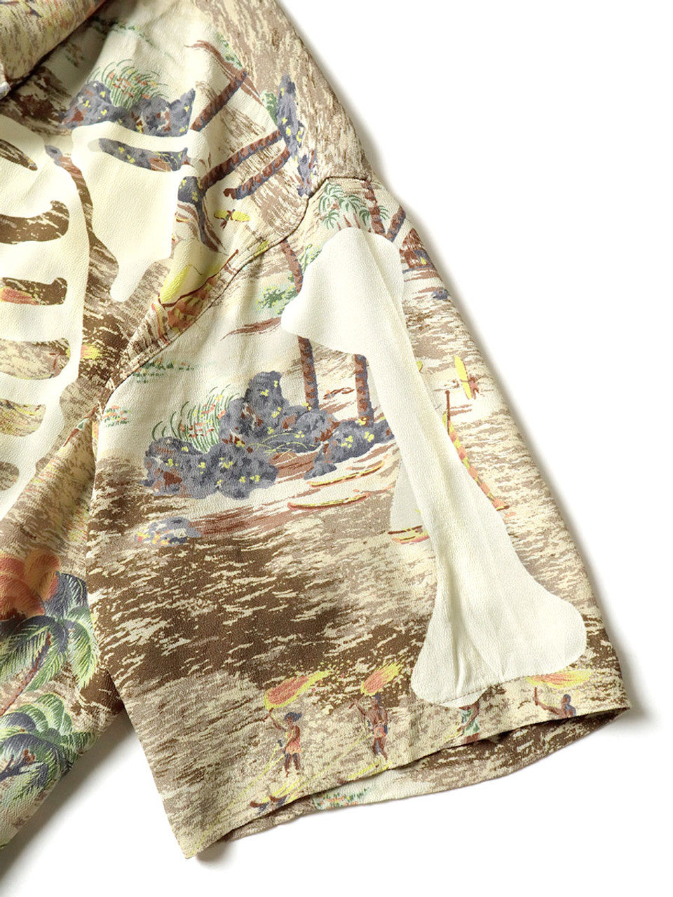 Kapital Rayon Kamehameha Bone Print Aloha Shirt