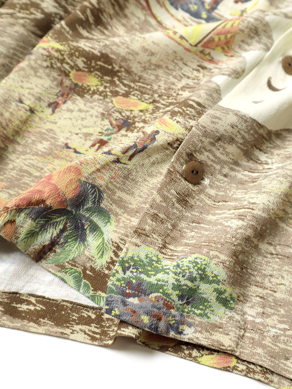 Kapital Rayon Kamehameha Bone Print Aloha Shirt