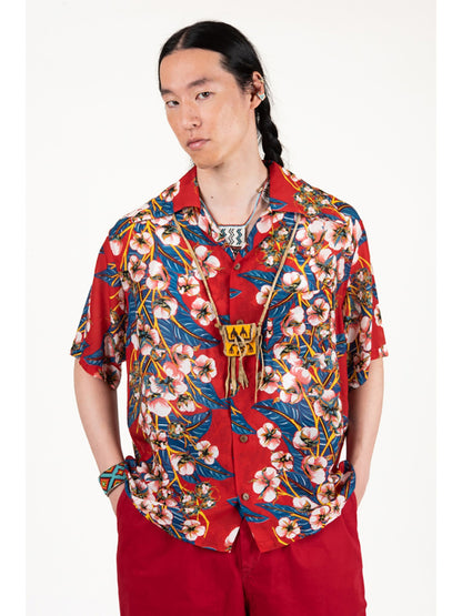 Kapital Silk Rayon Cotton Flower Pattern Wrangle Collar Aloha Shirt