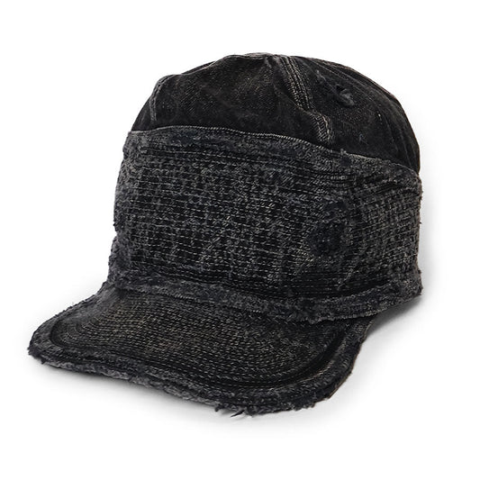 Kapital 11.5oz Black x Black Denim Old Man & The Sea Cap (Distressed Remake)